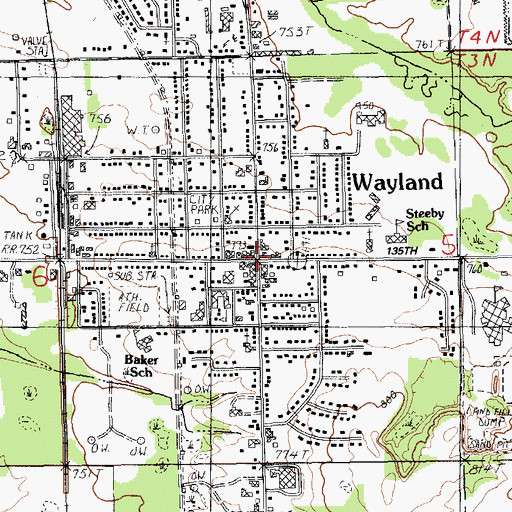 Topographic Map of Wayland Mini Park, MI