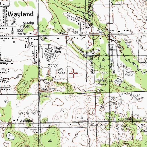 Topographic Map of Wayland Middle School, MI
