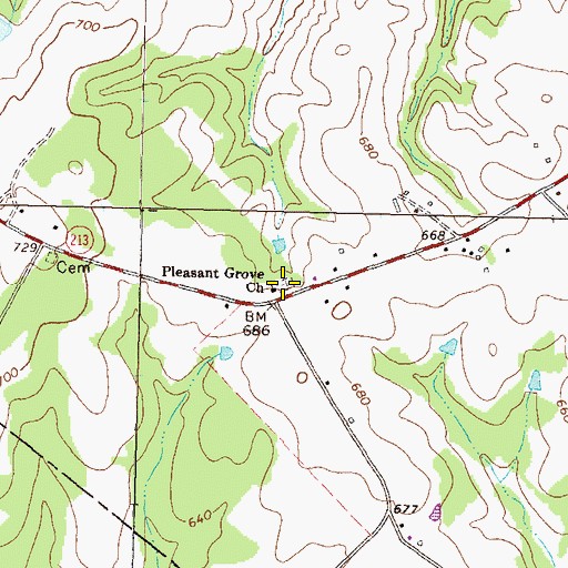 Topographic Map of Pleasant Grove Church Cemetery, GA