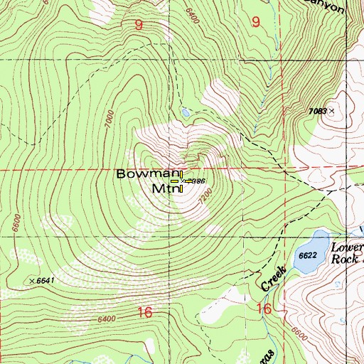 Topographic Map of Bowman Mountain, CA