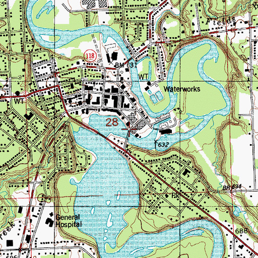 Topographic Map of Second Street Bridge, MI
