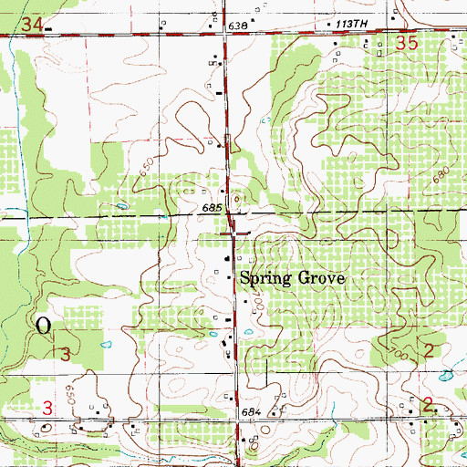 Topographic Map of Spring Grove Post Office (historical), MI