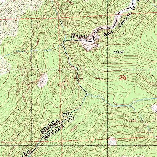 Topographic Map of Box Canyon Number Two, CA