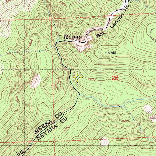 Topographic Map of Box Canyon Number Two, CA