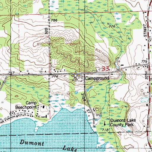 Topographic Map of Dumont Lake Campground, MI