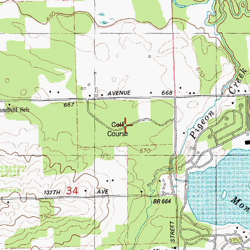 Topographic Map of Lake Monterey Golf Course, MI