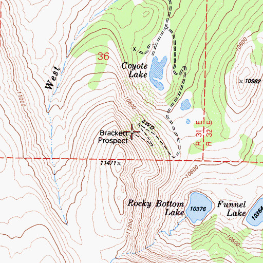 Topographic Map of Brackett Prospect, CA