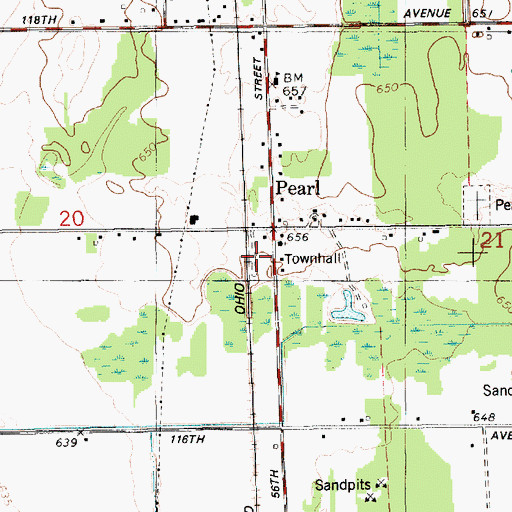Topographic Map of Pearl Station, MI