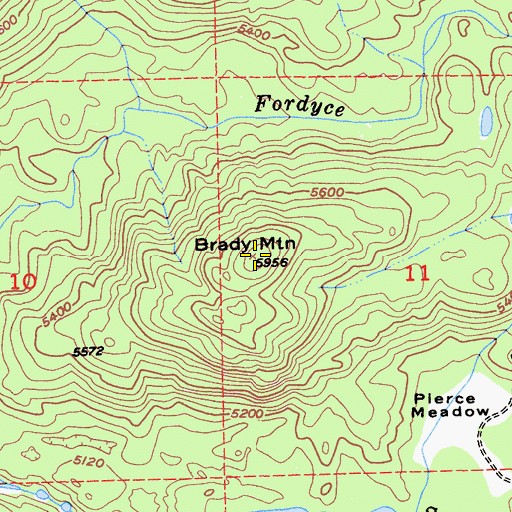 Topographic Map of Brady Mountain, CA