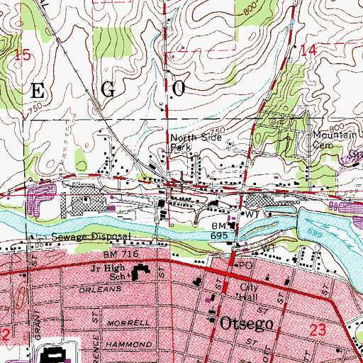 Topographic Map of Otsego Station, MI