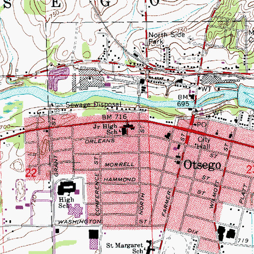 Topographic Map of Allegan Street Elementary School, MI
