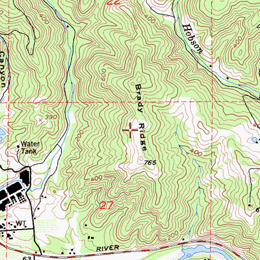 Topographic Map of Brady Ridge, CA