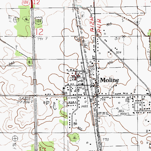 Topographic Map of Moline Christian Reformed Church, MI