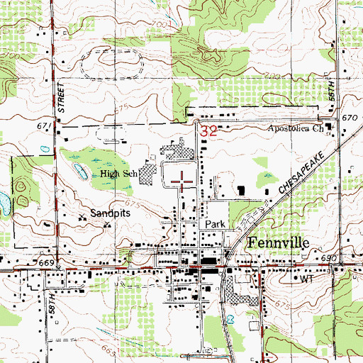 Topographic Map of Anna Michen Elementary School, MI