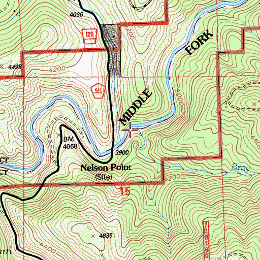 Topographic Map of Bray Creek, CA