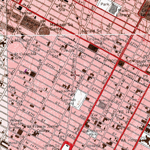 Topographic Map of Fifth Avenue Theatre (historical), NY