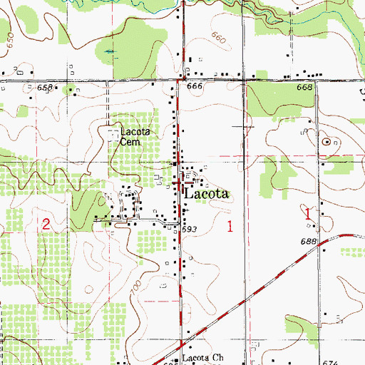 Topographic Map of Lacota Post Office, MI