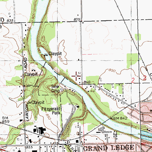 Topographic Map of Lincoln Brick Park, MI