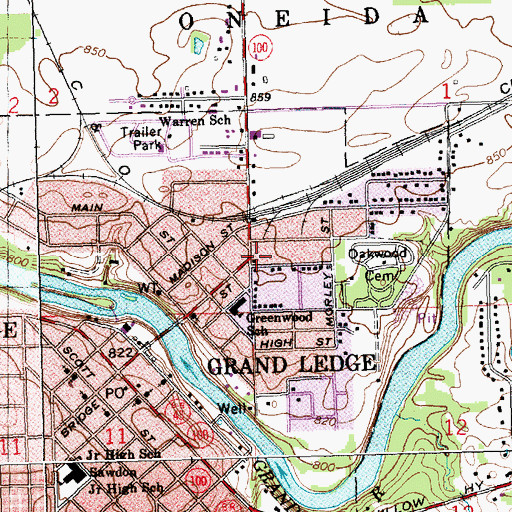 Topographic Map of Grand Ledge Area Fire Department, MI