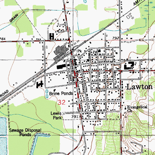 Topographic Map of Lawton Police Department, MI