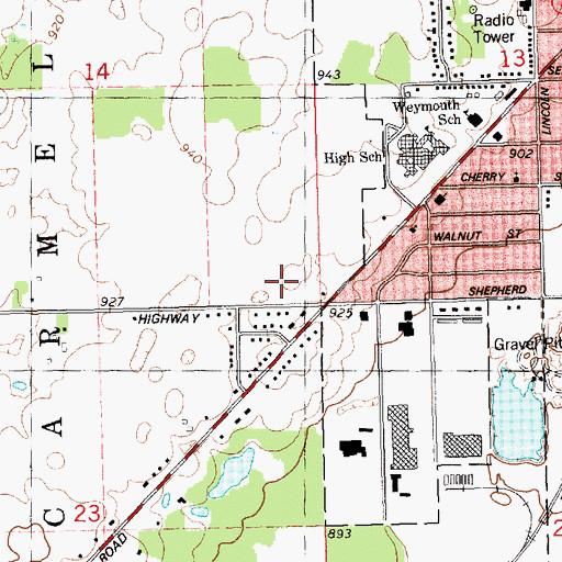 Topographic Map of Charlotte Middle School, MI