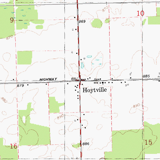 Topographic Map of Hoytville Post Office (historical), MI