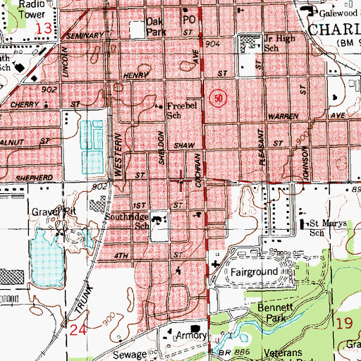 Topographic Map of Saint John's Episcopal Church, MI