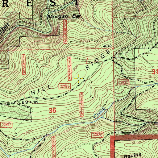 Topographic Map of Browns Hill Ridge, CA