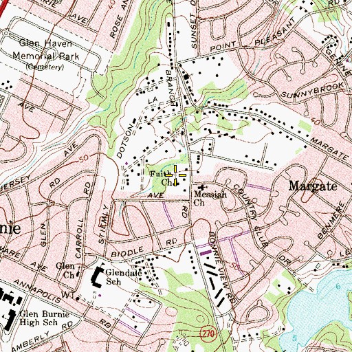 Topographic Map of Faith Baptist Church, MD