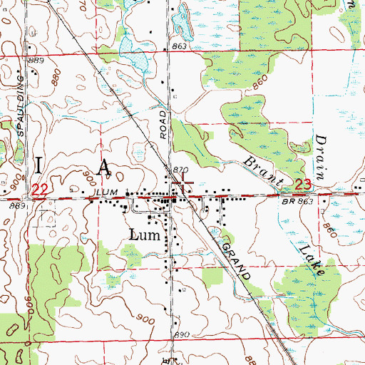 Topographic Map of Lum Station (historical), MI