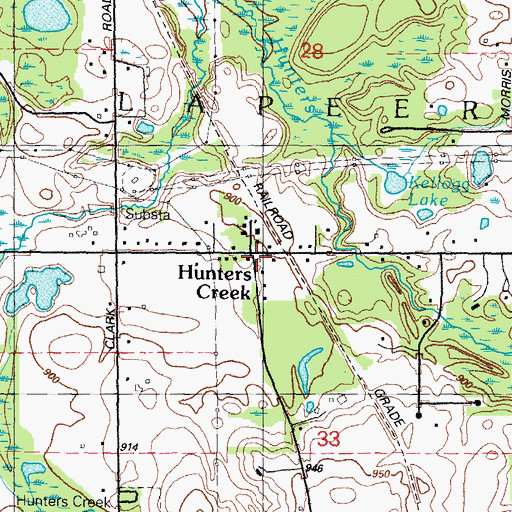 Topographic Map of Hunters Creek Post Office (historical), MI