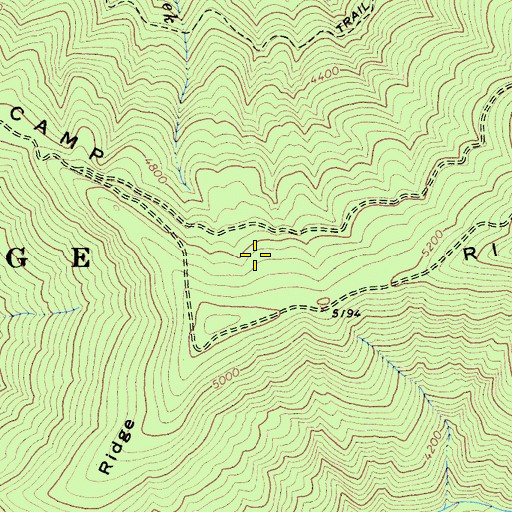 Topographic Map of Brushy Camp Ridge, CA