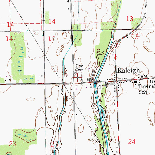 Topographic Map of Zion Cemetery, IN
