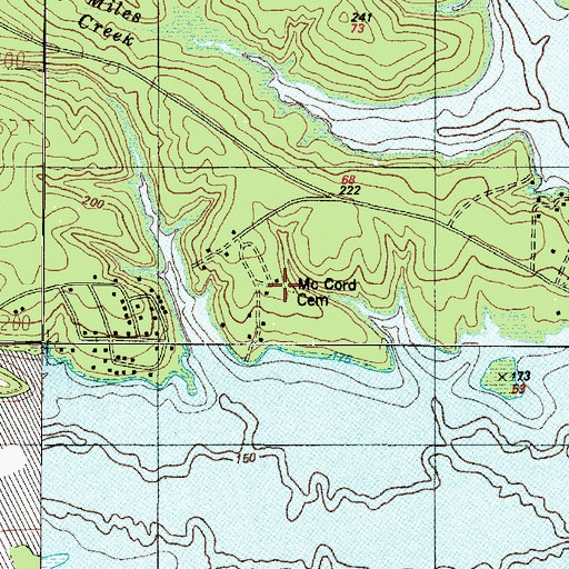 Topographic Map of McCord Cemetery, TX