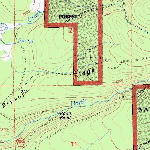 Topographic Map of Bryant Ridge, CA