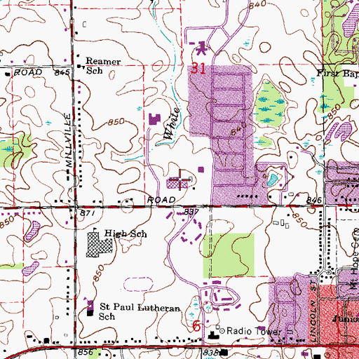 Topographic Map of Zemmer Junior High School, MI