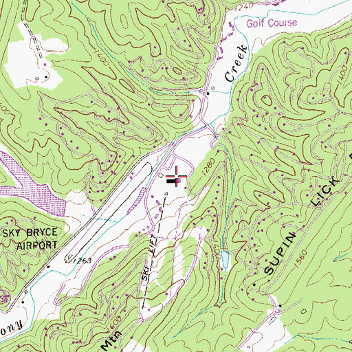 Topographic Map of Bryce Resort, VA