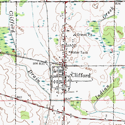 Topographic Map of Clifford Station, MI