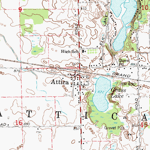 Topographic Map of Attica Post Office, MI