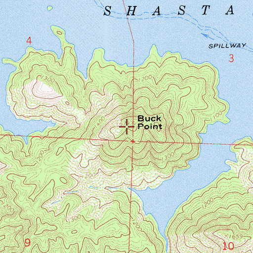 Topographic Map of Buck Point, CA