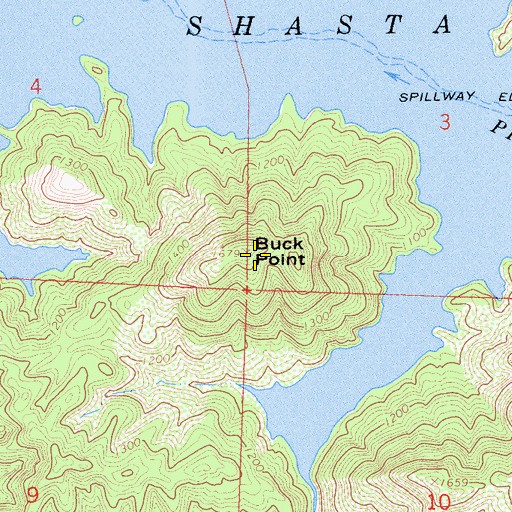 Topographic Map of Buck Point, CA