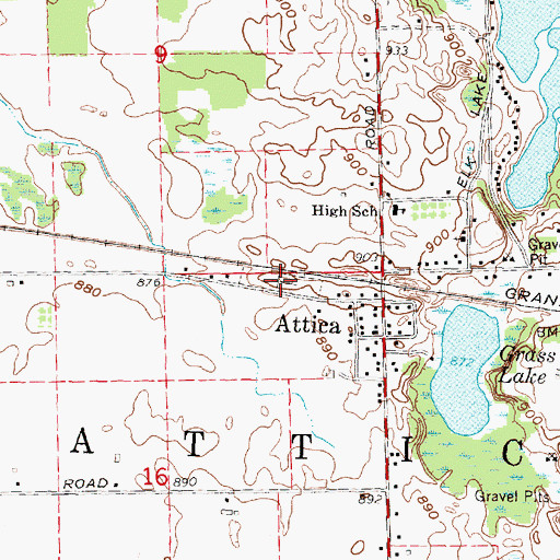 Topographic Map of Attica Cemetery, MI