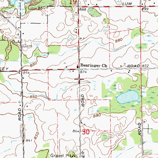 Topographic Map of Bahel Cemetery, MI