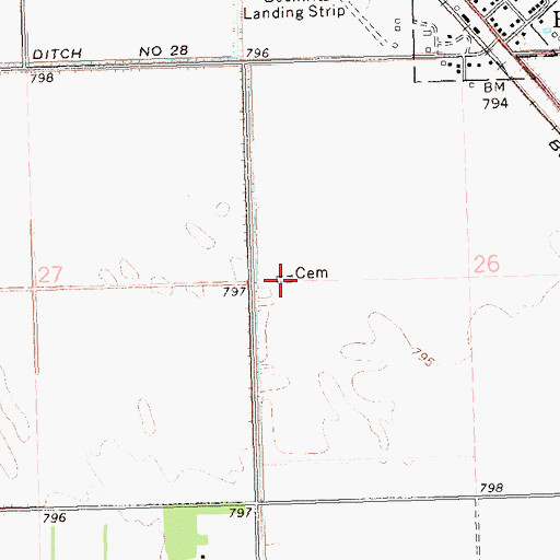 Topographic Map of Humboldt Cemetery, MN