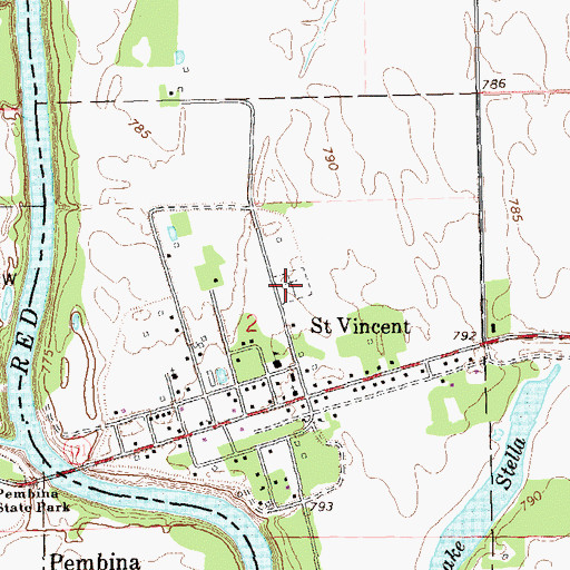 Topographic Map of Saint Vincent Cemetery, MN
