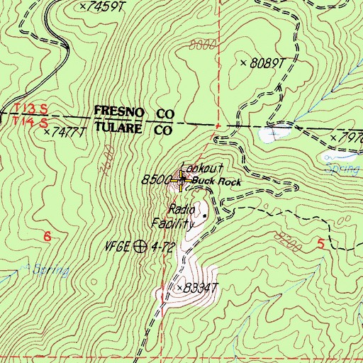 Topographic Map of Buck Rock, CA