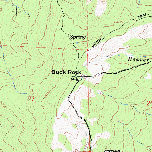 Topographic Map of Buck Rock, CA