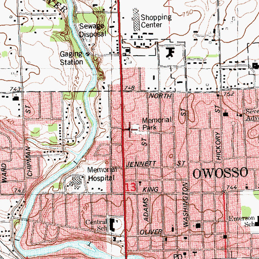 Topographic Map of Assembly of God Church, MI