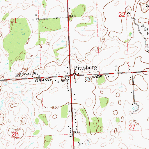 Topographic Map of Pittsburg United Methodist Church, MI