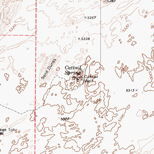 Topographic Map of Cattail Well, AZ